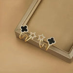 Fashion Crystal Stud Earrings and Ring Set, Star and Cross Design